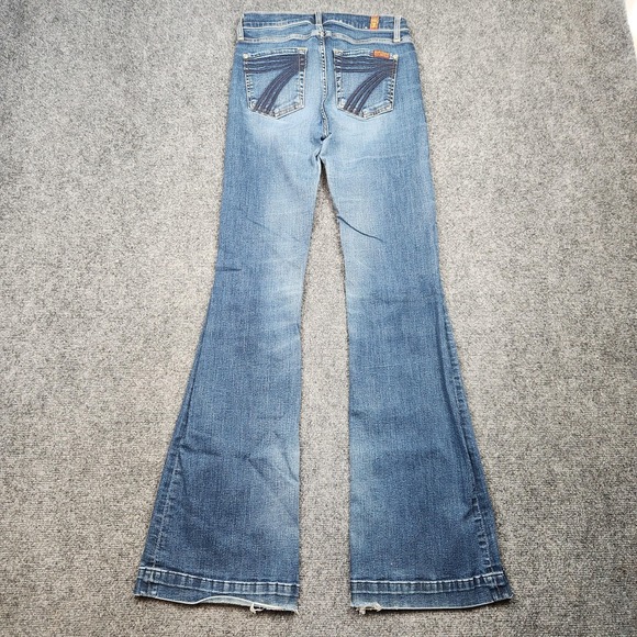 7 For All Mankind Dojo Jeans Womens 25 Blue Wide Leg Flare Stretch Denim - Picture 3 of 10
